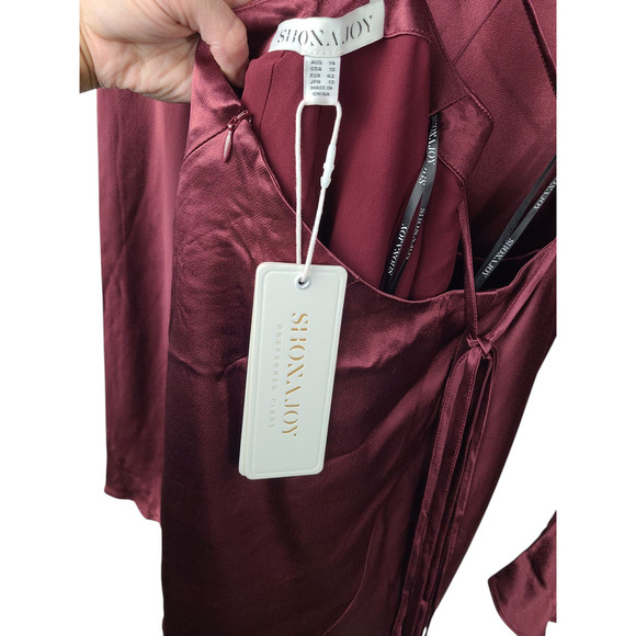Shona Joy Elia Open Back Tie Mini Dress Burgundy US Size 10 NWT - Picture 9 of 12